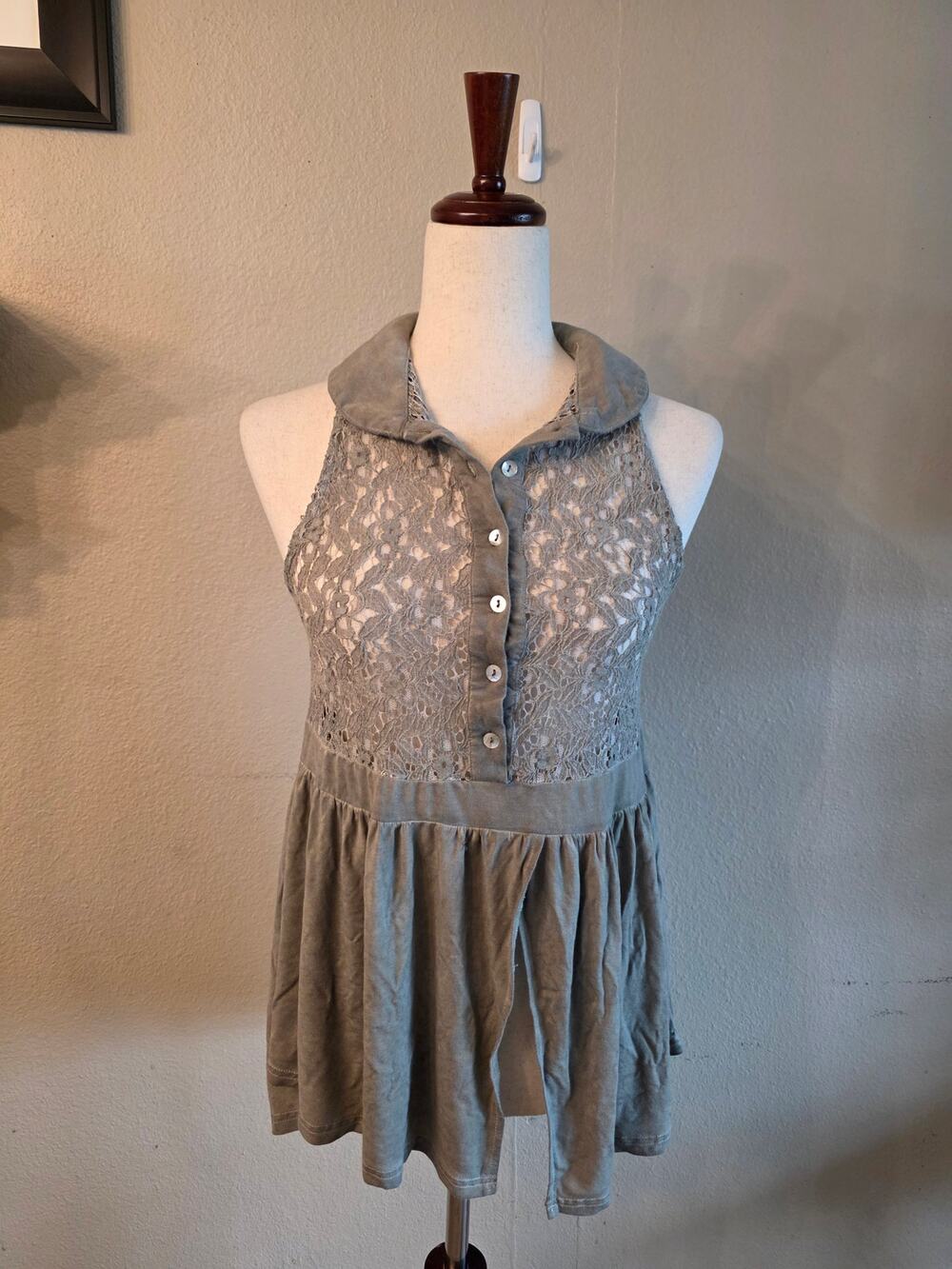 POL Women's Lace Collared Babydoll Top SZ Small Boho Festival Summer
